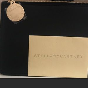 Stella McCartney black vegan leather gold zip